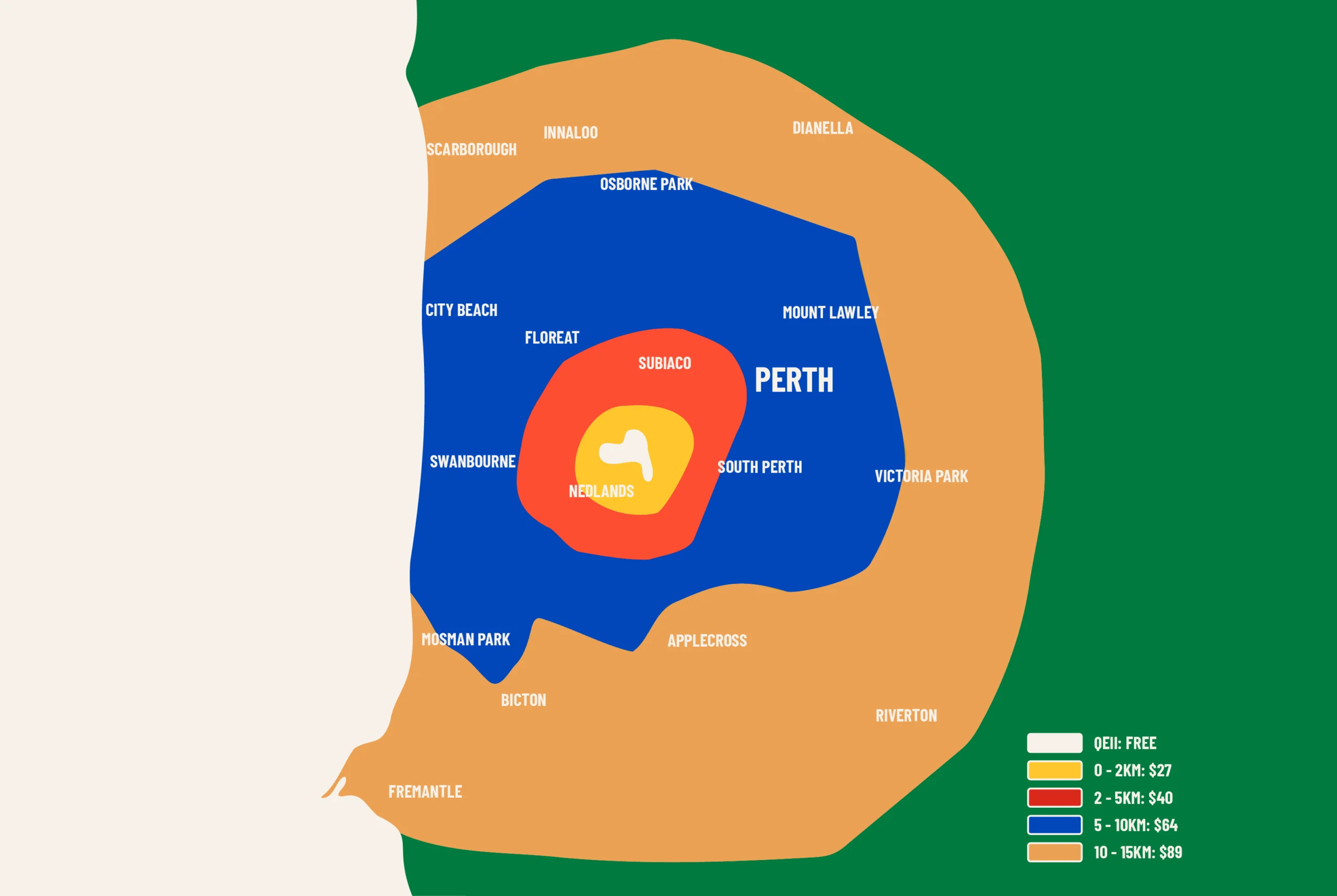 Map of the areas The Cater Crew delivers to.